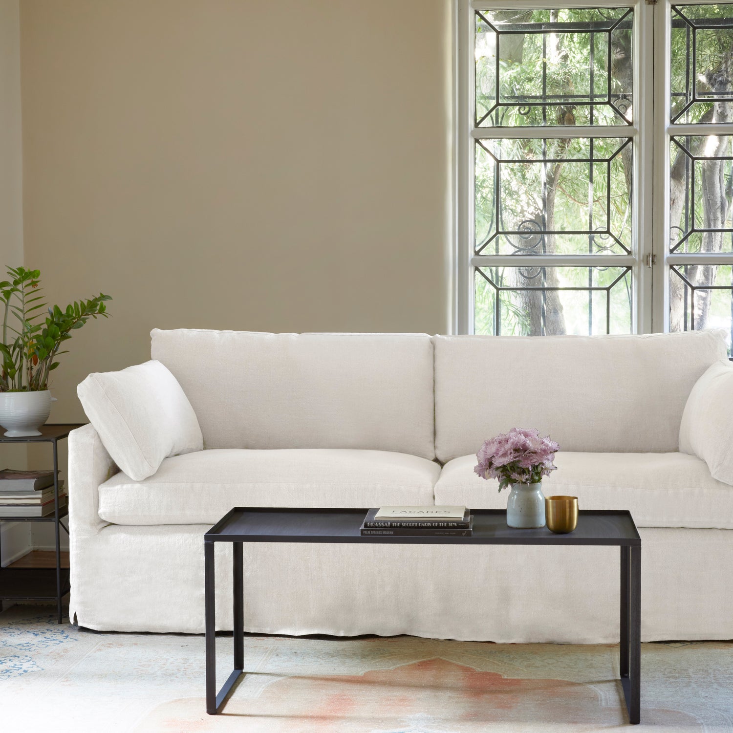 Cindy Crawford Home Beachside Walk White Denim Slipcover 7 Pc Living Room  with Gel Foam Sleeper Sofa